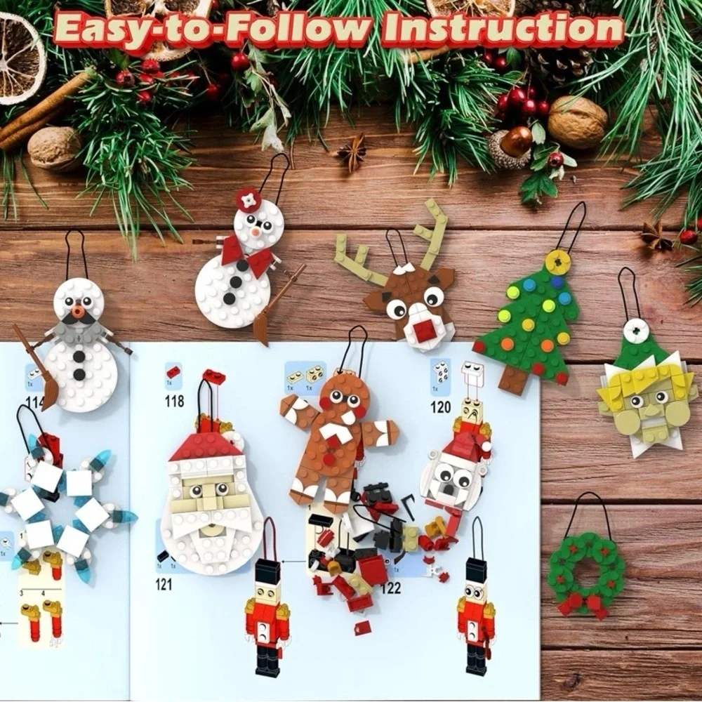 NEW - Christmas Ornaments Building Set, 382pc Christmas Tree, Wreath,Nutcracker